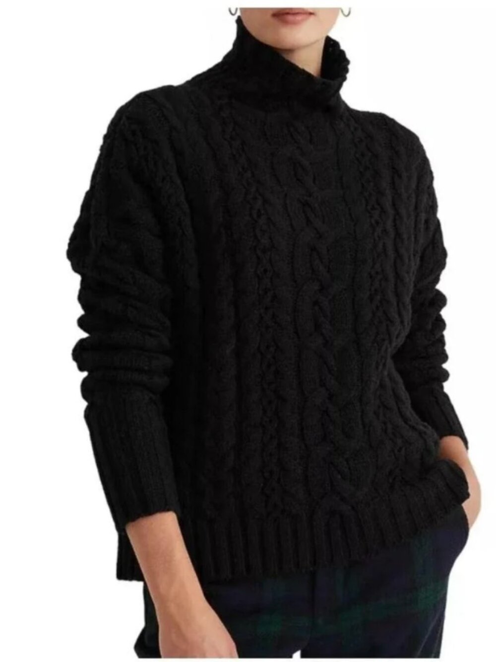 Ralph Lauren Women's Black Cable Knit Sweater
